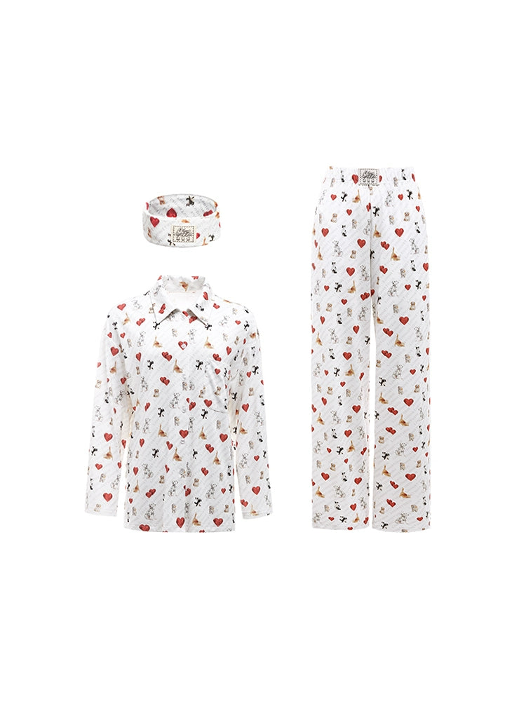 Dog and Cat Print Knit Pajama Set – Adorable Animal Lounge Set