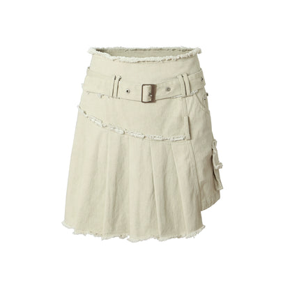 Half Length Skirt - Wrap Hip Pleated Skirt