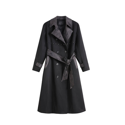 Black Retro Windbreaker Long Coat