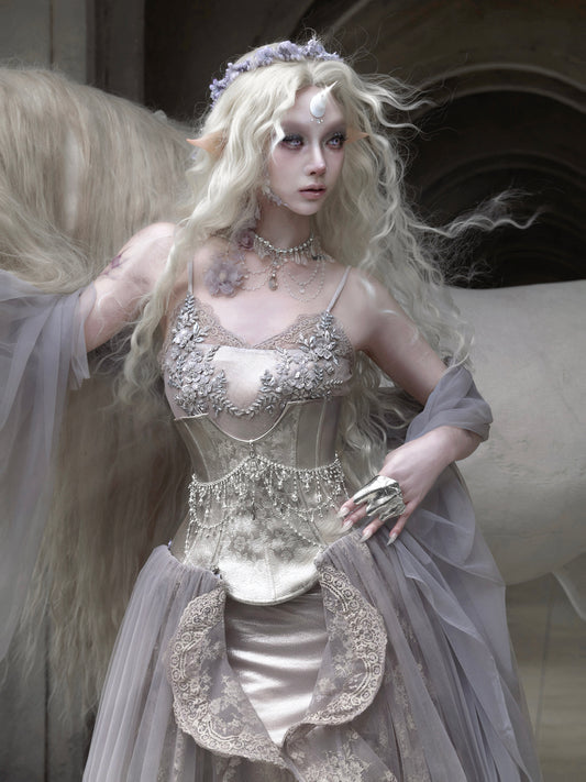 Silver Fairy Corset Belt | Elfcore Boned Armor Waist Cincher