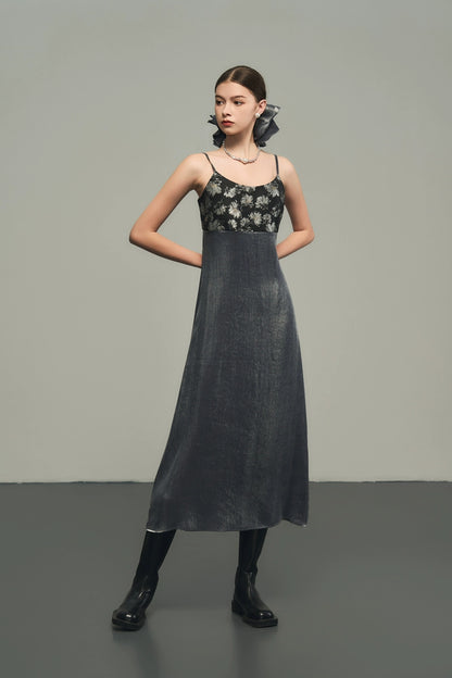 Grey Spliced Party Dress