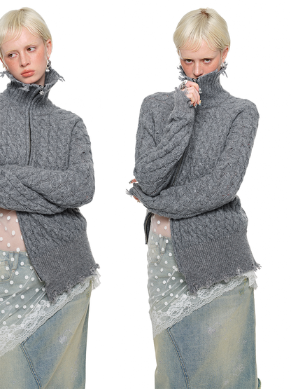 Suede Velvet Cable Cardigan – Midi-Length Designer Knitwear