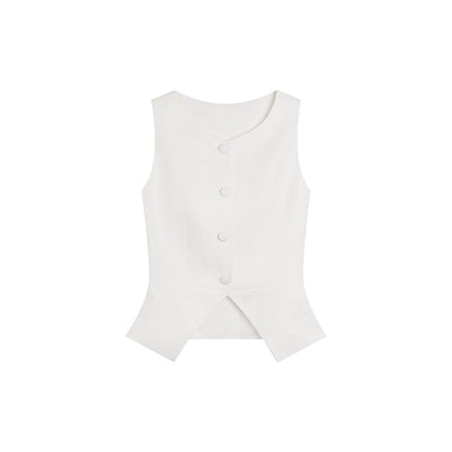 Pre-Loved White Suit Vest - Sleeveless Summer Style