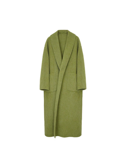 Gathering the Moon 100% Wool Reversible Tweed Long Coat – 2025 AW