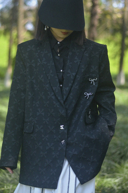 Bowknot Jacquard Suit Coat