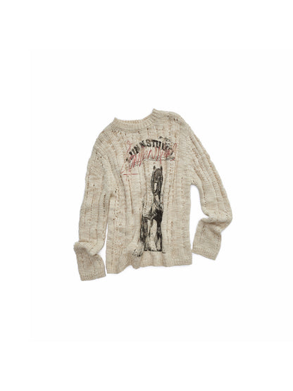 Furry Animal Print Cut-Out Sweater