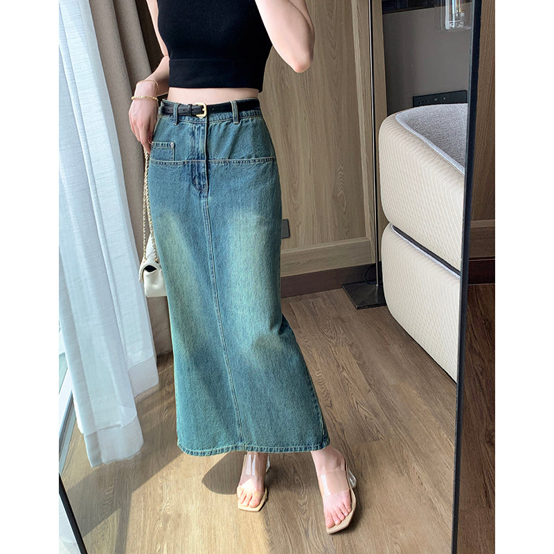 Vintage Denim Half Skirt - Autumn