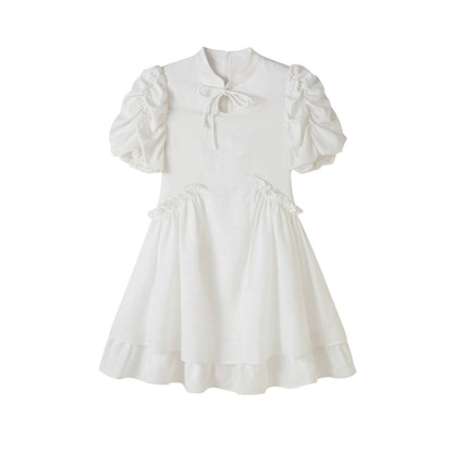 Qipao White Fairy - Bubble Sleeve Dress