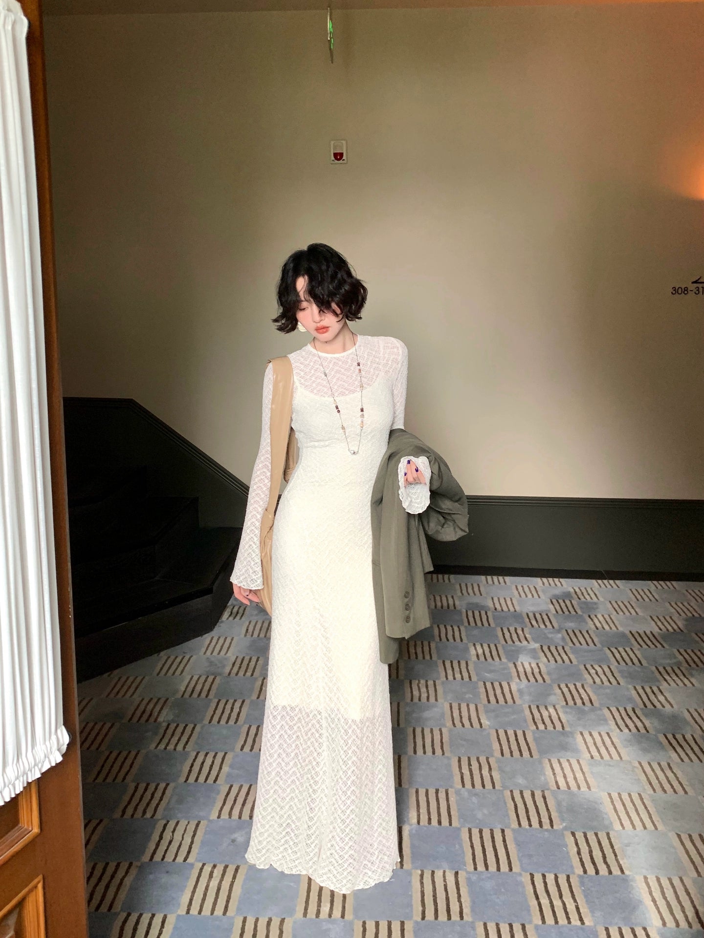 Moonlight Cicada Sheer Lace Long Dress with Anti-Exposure Slip – Vintage Romance