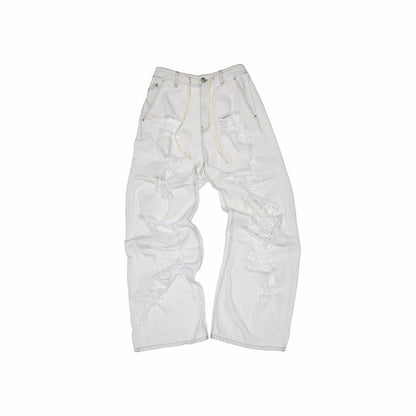 Washed Embroidered Wide-Leg Jeans