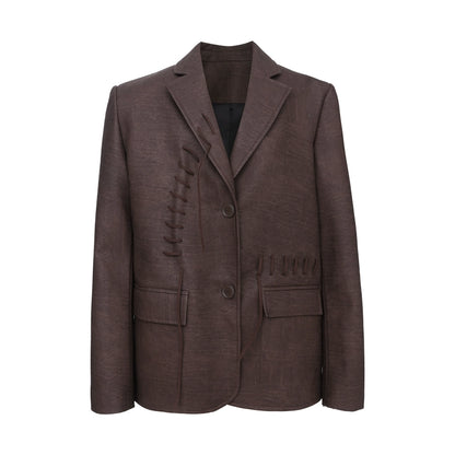 Chicory Coffee Maillard Brown Leather Coat