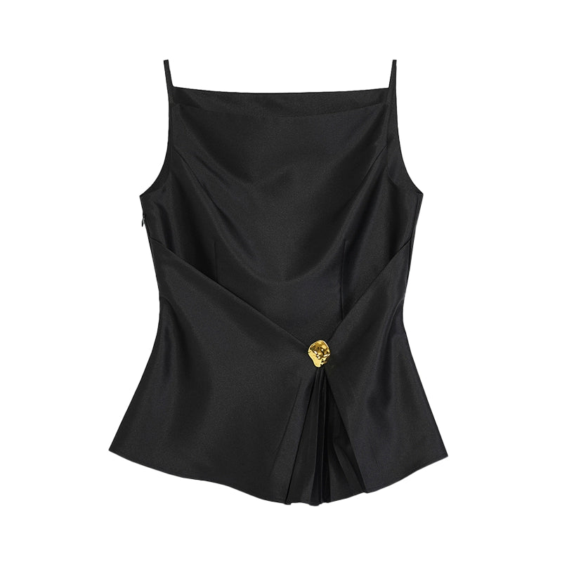 Pleated Suspender Tank Top