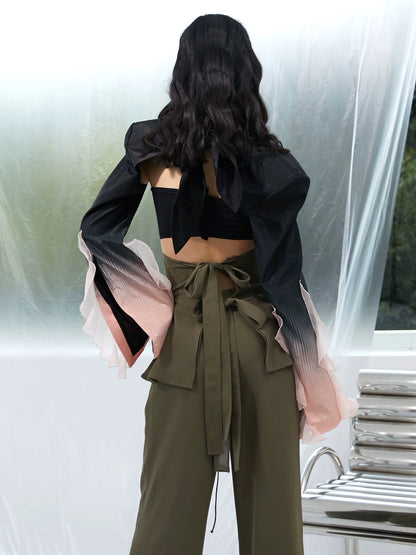 Two-Piece Drawstring Leg Revealing Pants