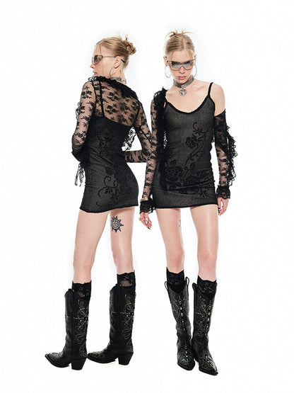 Ultra-Cropped Lace Cardigan – Fitted and Skin-Friendly with Hazy Texture