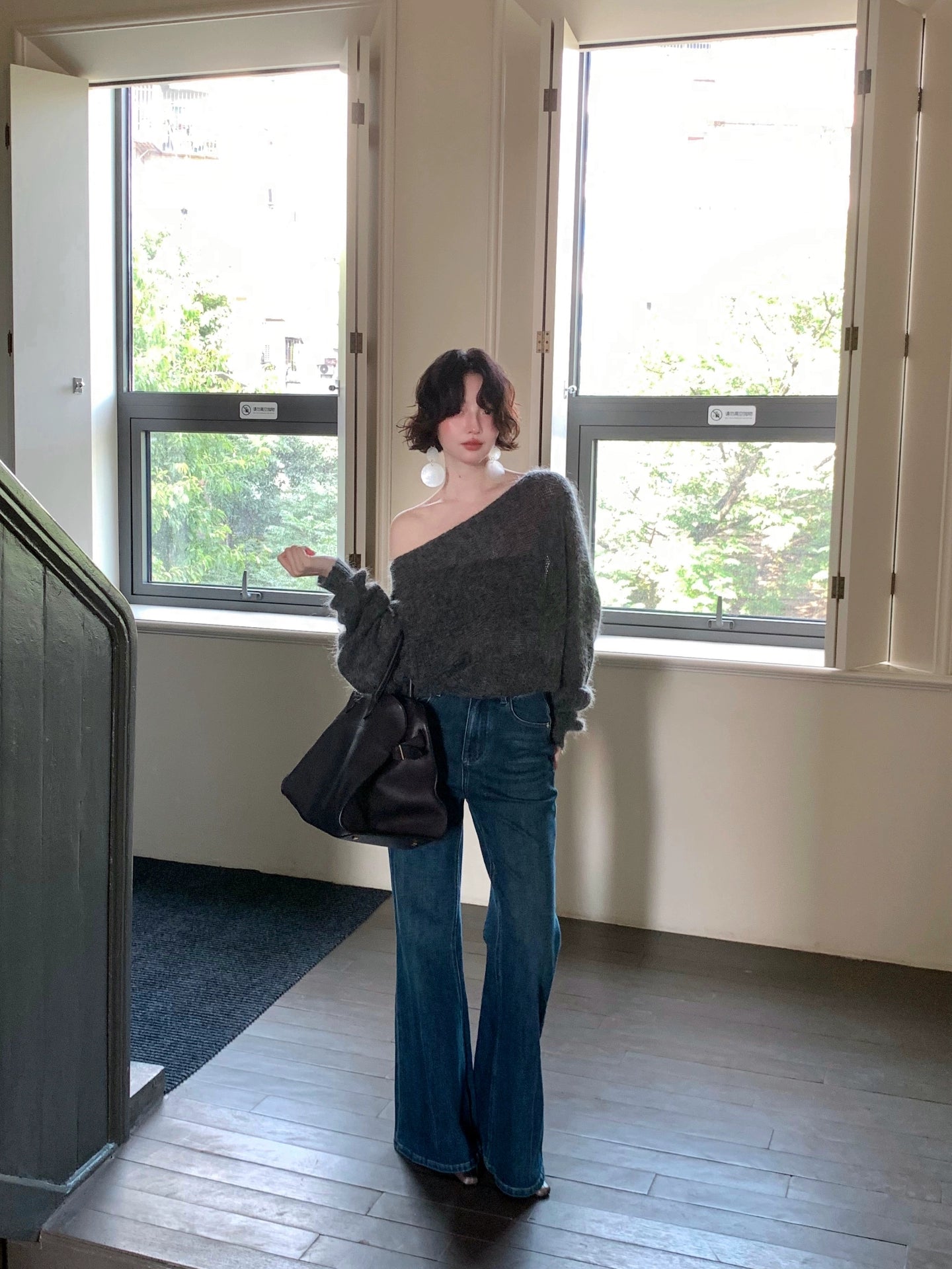 High-Waisted Straight-Leg Stretch Jeans – Hong Kong Retro Autumn Essential