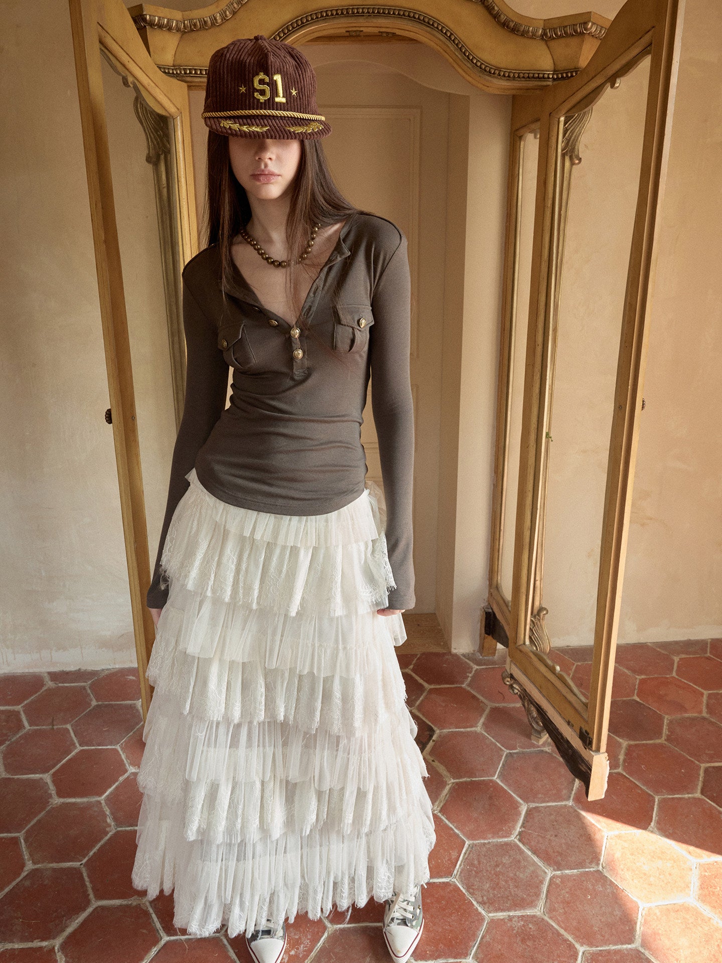 French Mesh Layered Skirt