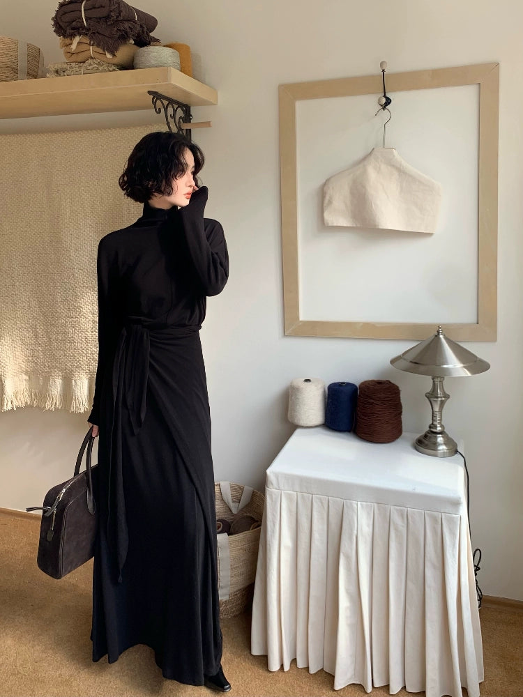 High Neck Lace-Up Long Dress (Terracotta, Spring 2025)