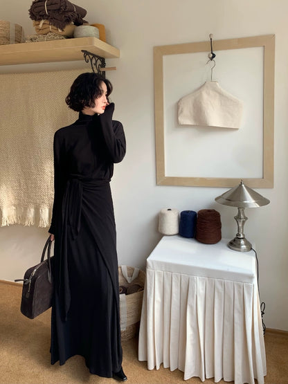 High Neck Lace-Up Long Dress (Terracotta, Spring 2025)