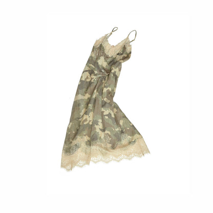 Camouflage Lace Mesh Midi Dress