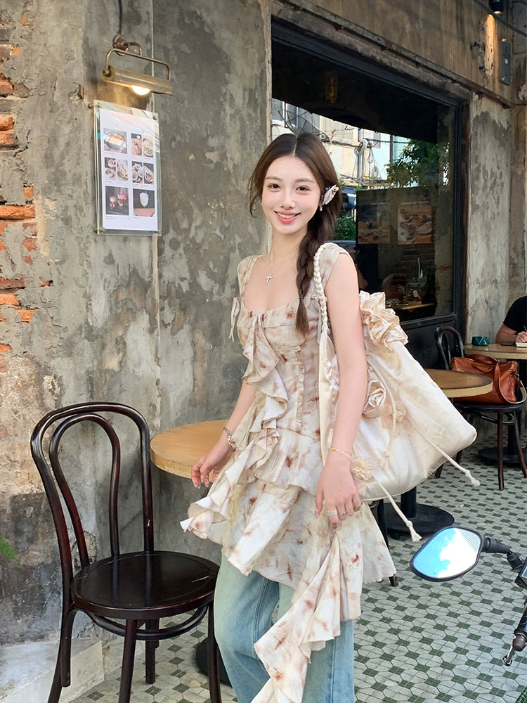 [Festival Blooming Period] Irregular Strap Fairy Long Dress