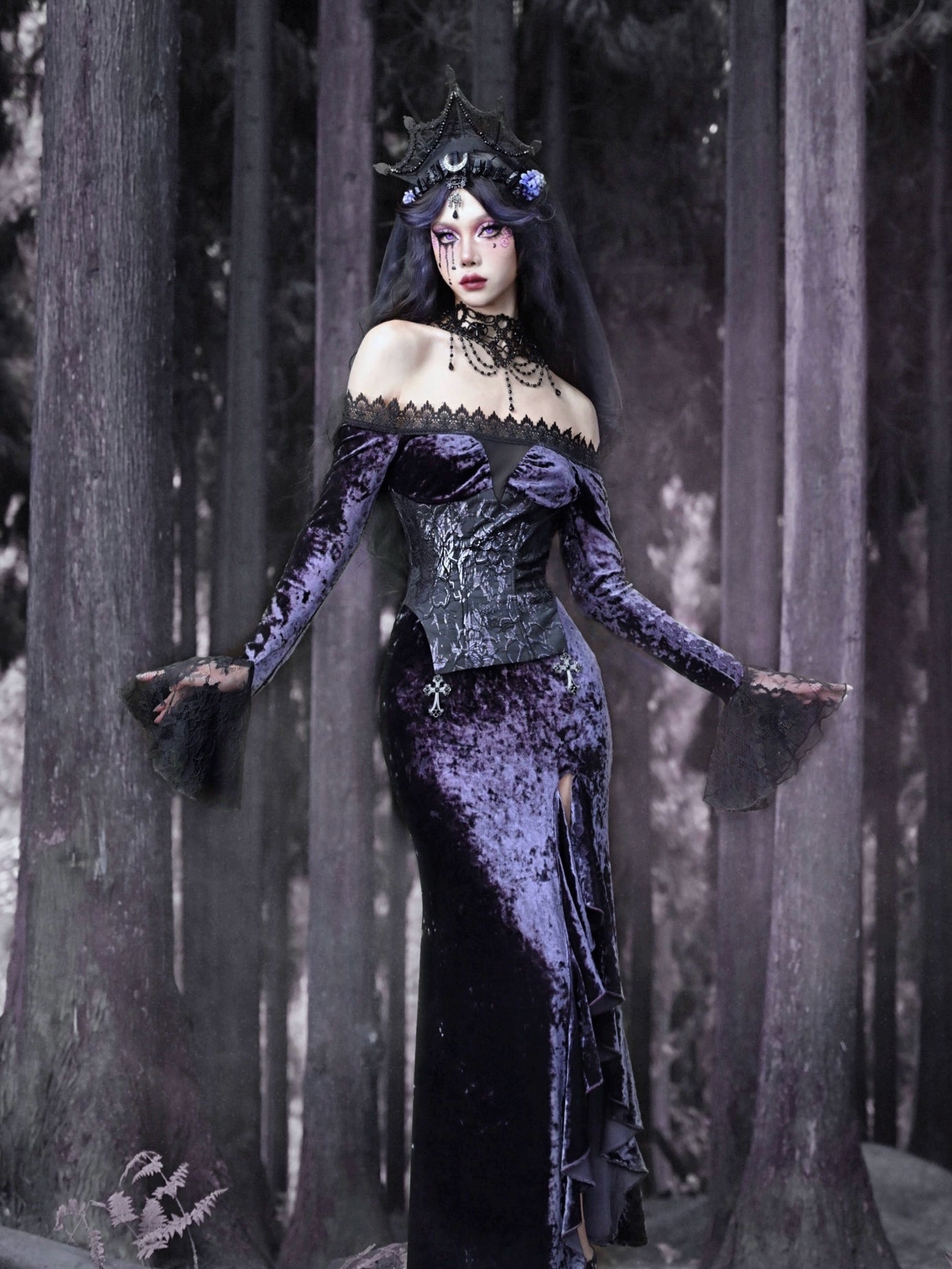 Luna Ritual Gothic Mermaid Long Sleeve Dress