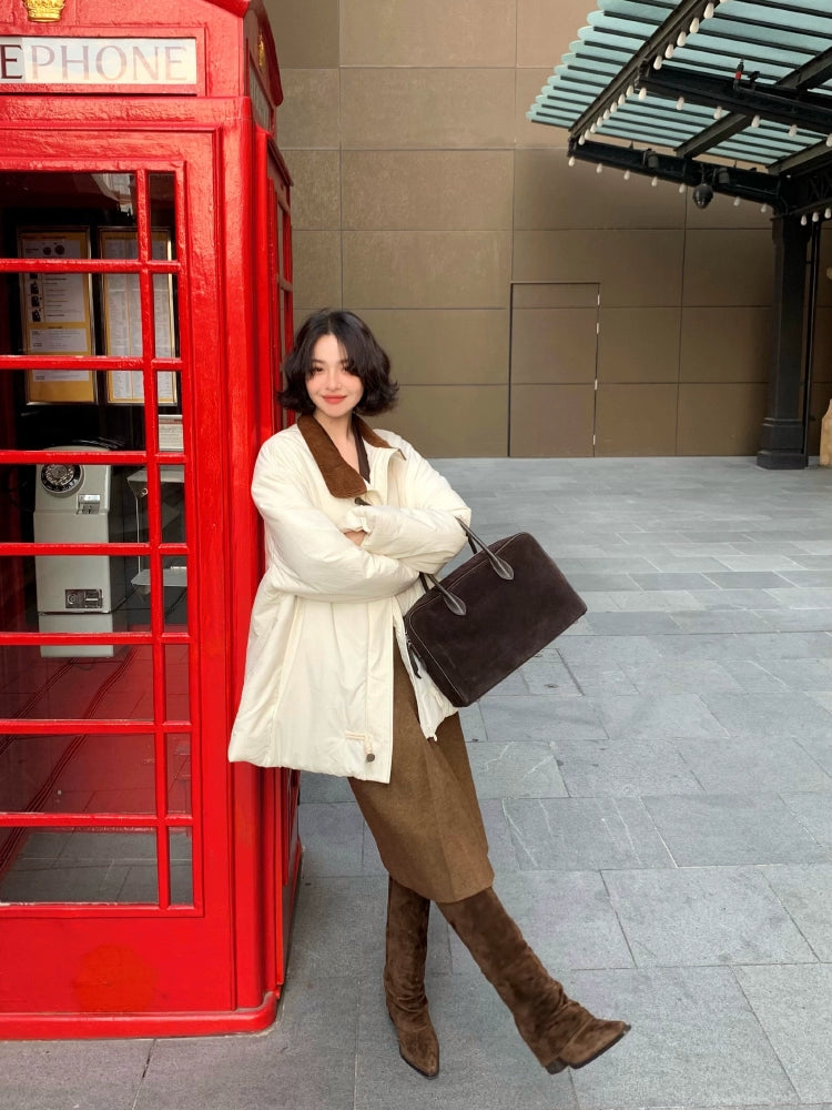 High-Waist Front Slit Wool Tweed Haute Skirt (Winter Jane)