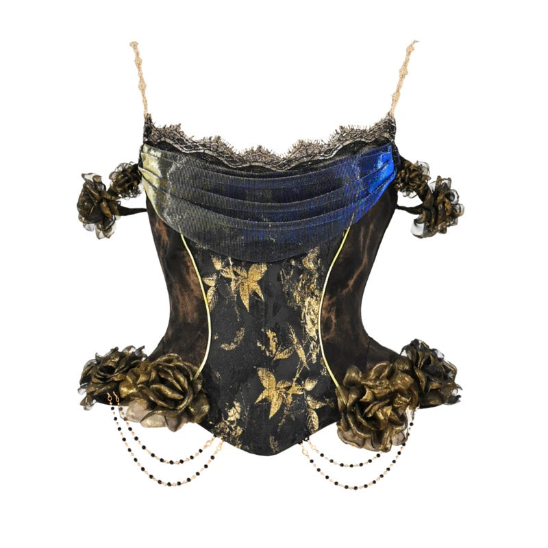 Chinese Lantern Rose Fishbone Corset for Halloween