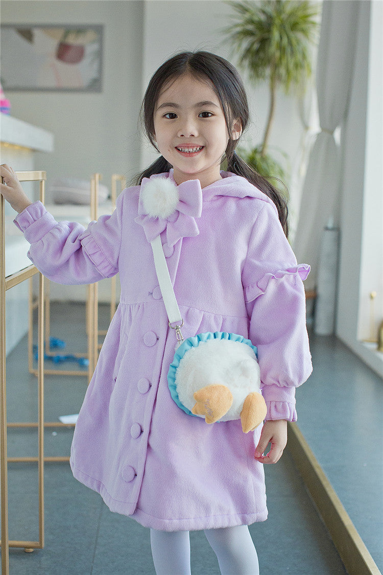 Children's 3D Rabbit Ear Tweed Coat