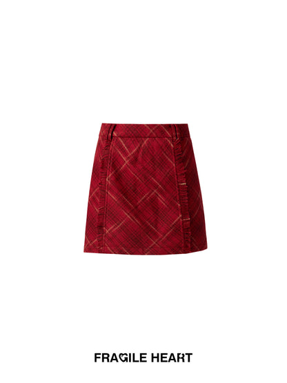 Ceylon Black Tea Retro Checkered Half Length Skirt