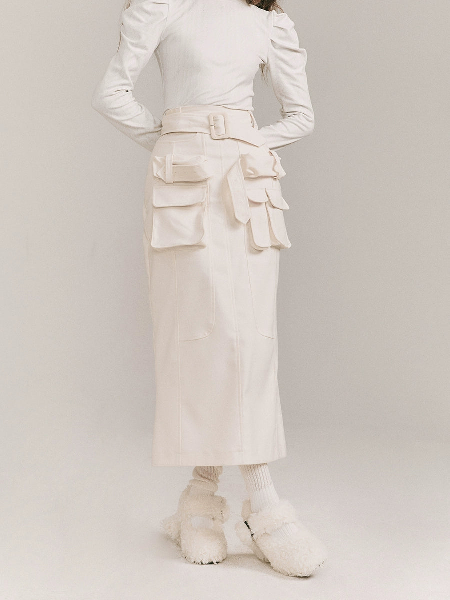 Merit Work Dress - Creamy 3D Split Skirt