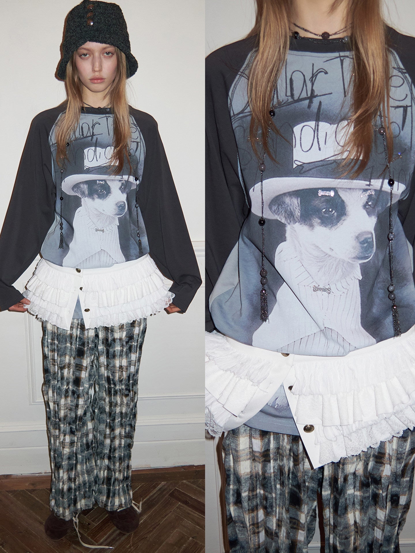 Cat & Dog Rhinestone Raglan Tee