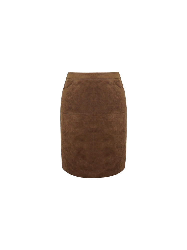 Warm Coffee Time Suede High-Waisted Bodycon Skirt – Hong Kong Retro