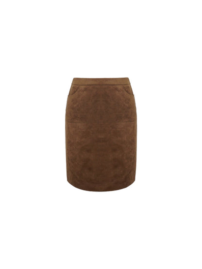 Warm Coffee Time Suede High-Waisted Bodycon Skirt – Hong Kong Retro