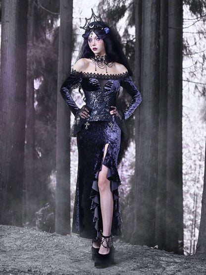 Luna Ritual Gothic Mermaid Long Sleeve Dress