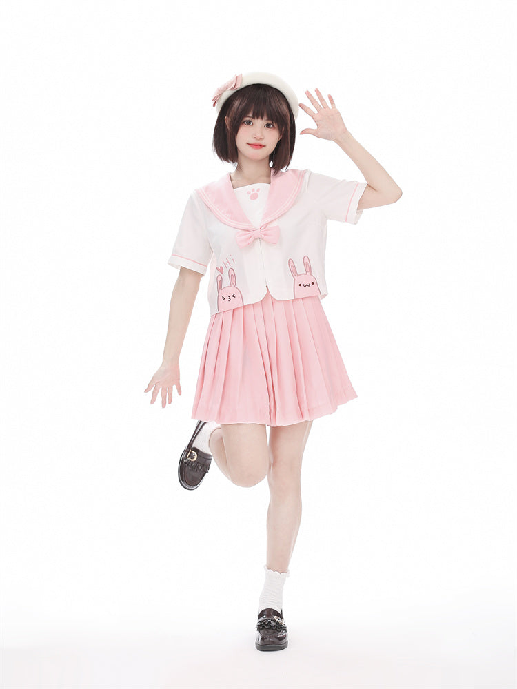 3D Embroidered Rabbit JK Uniform Top