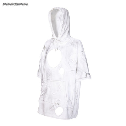 Original Distressed Rock-Punk Hooded Sweatshirt – Genderless Y2K Style