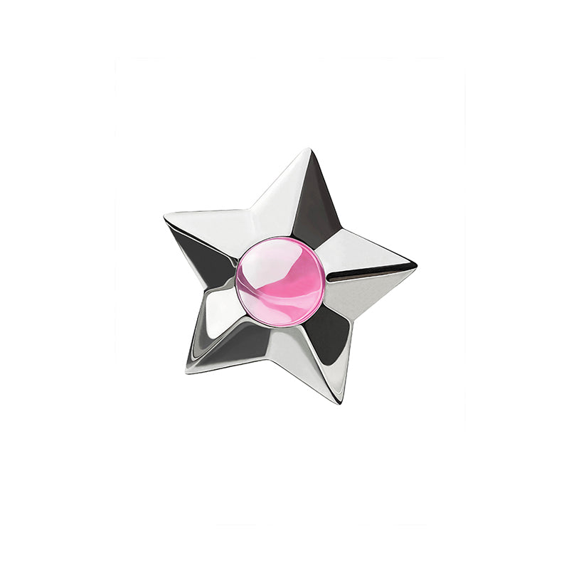 Pink Red Corundum 3D Five Point Star Ring