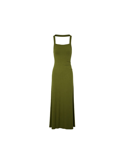 Wild Mang Halterneck Waist-Defining Maxi Dress