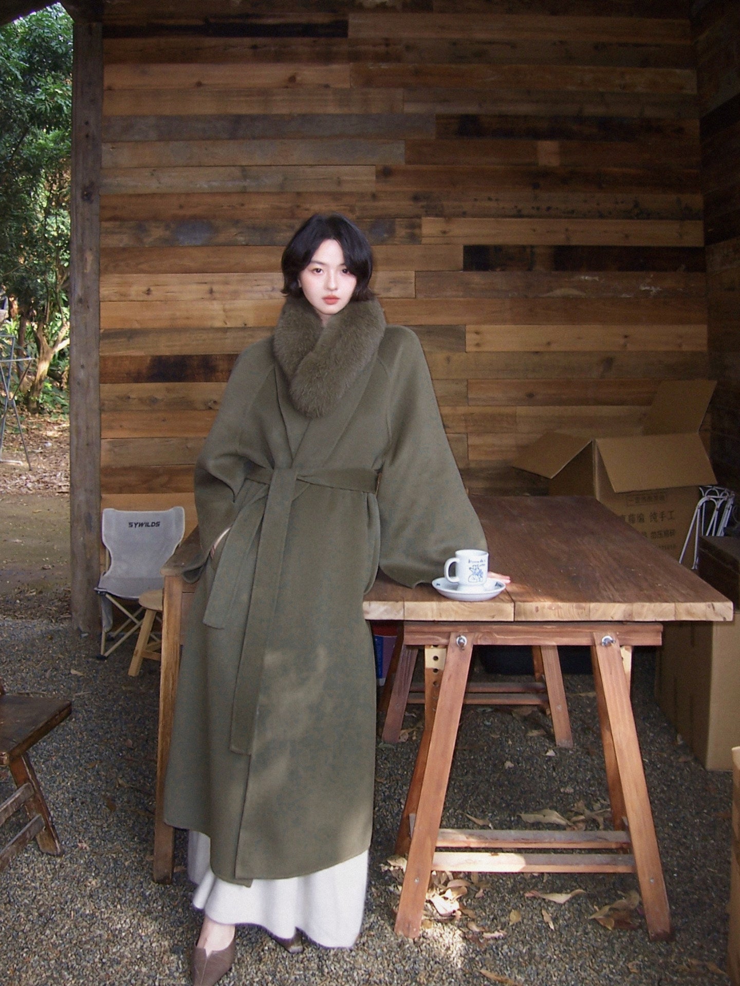 Hong Kong Chic Belted Double-Faced Wool Coat