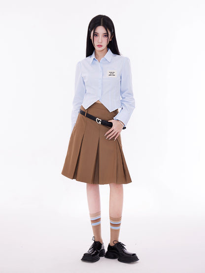 Caramel Cold Cuisine Retro Coffee A-line Skirt