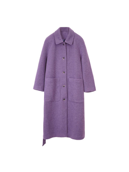 Time Language Thick Wool Long Coat – Elegant Autumn/Winter Outerwear