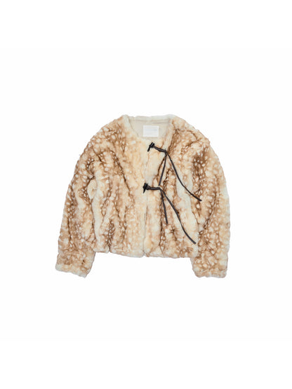 Deer Print Rabbit Fur Coat