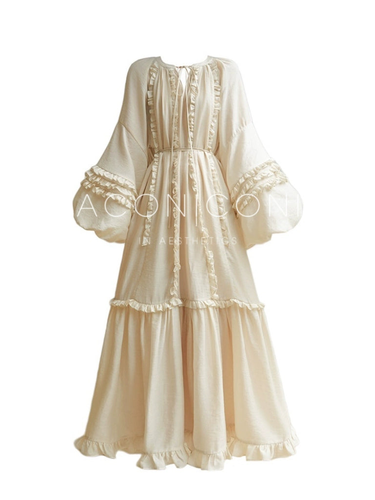 Linen Holiday Maxi Dress – Ruffled Edge Romantic Look