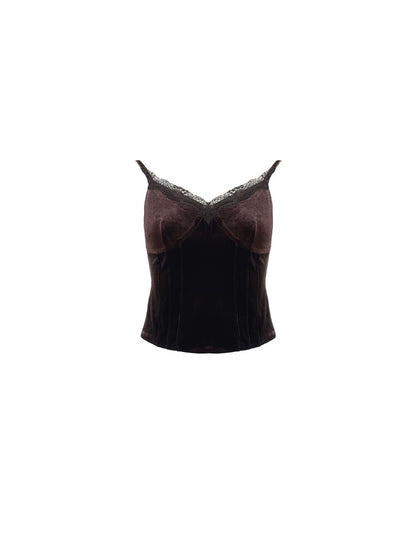 Night Banquet Whisper Lace Slip Base Top – Retro 2025 Fall/Winter Collection