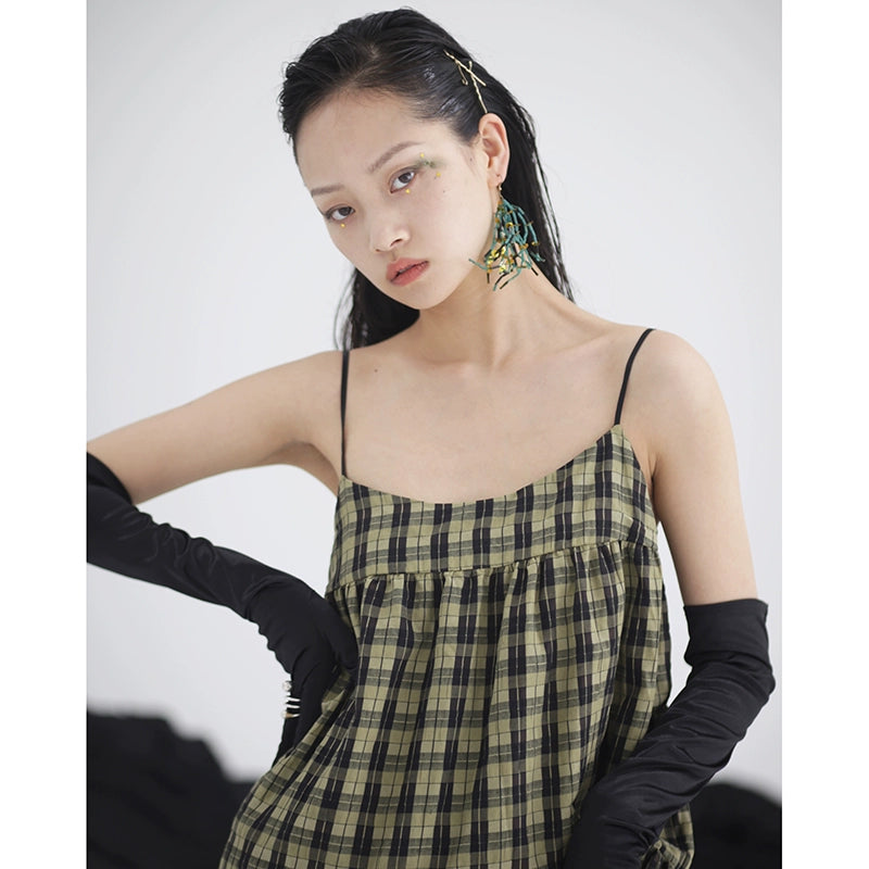 Comfortable Plaid Printed Camisole Skirt