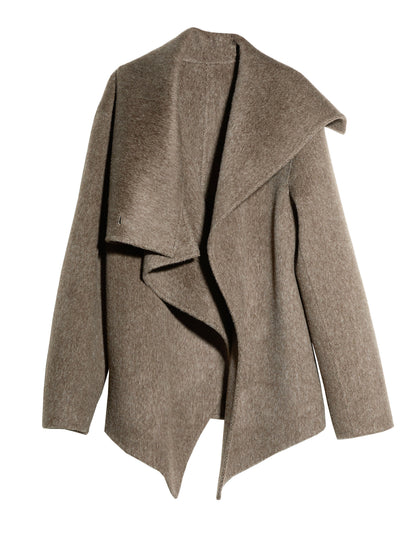 Handmade Double-Faced Wool Coat | Ebony Brown Belted Wrap Coat