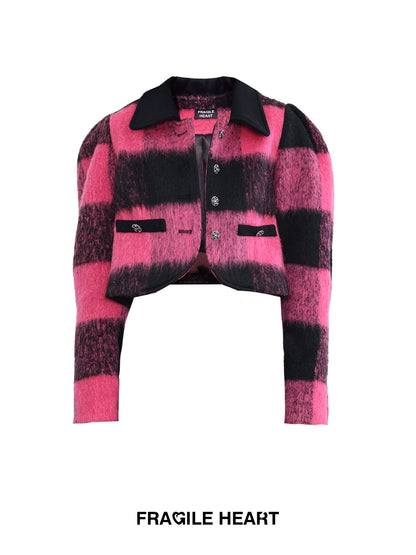 Cappotto a vento profumato rosso rosa spinato 30 lana