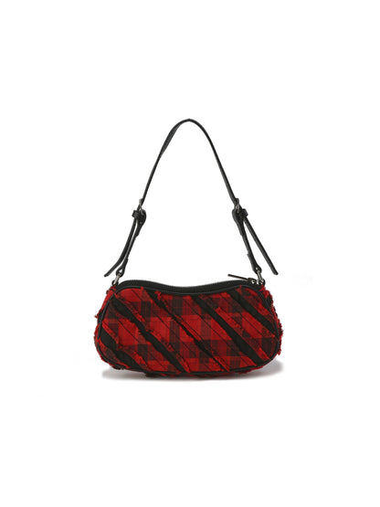 Punk Plaid Small Bag | Two-Tone Design with Chain