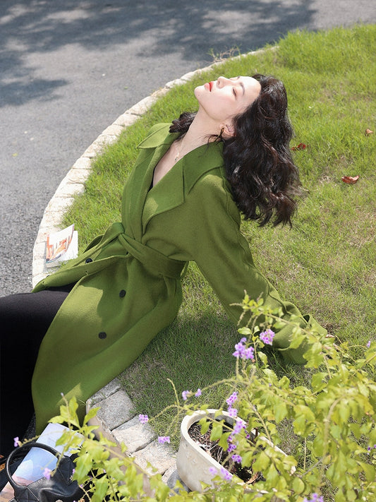 French Retro 100% Wool Tweed Midi Coat – Loose Classic Jacket