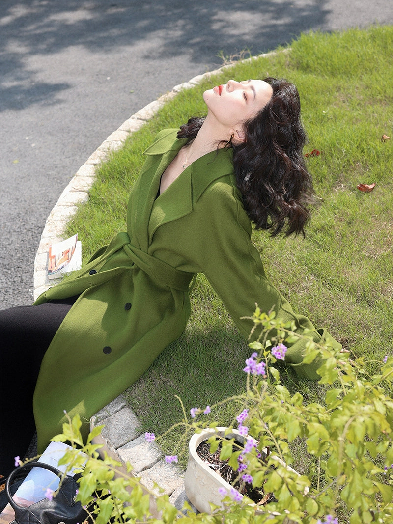 French Retro 100% Wool Tweed Midi Coat – Loose Classic Jacket